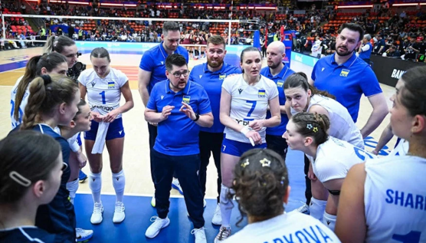 Гравчиня жіночої збірної України з волейболу під час матчу