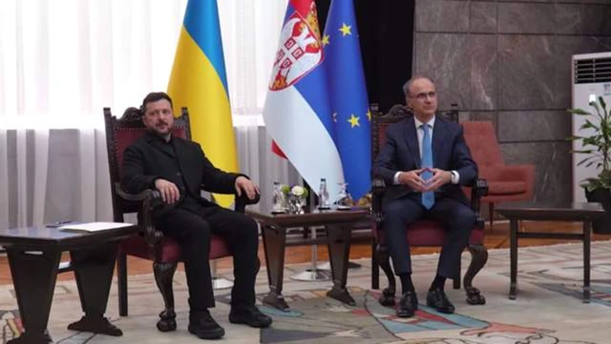 Володимир Зеленський під час розмови з прем'єр-міністром Сербії Джуро Мацутом щодо підтримки енергетики та відбудови