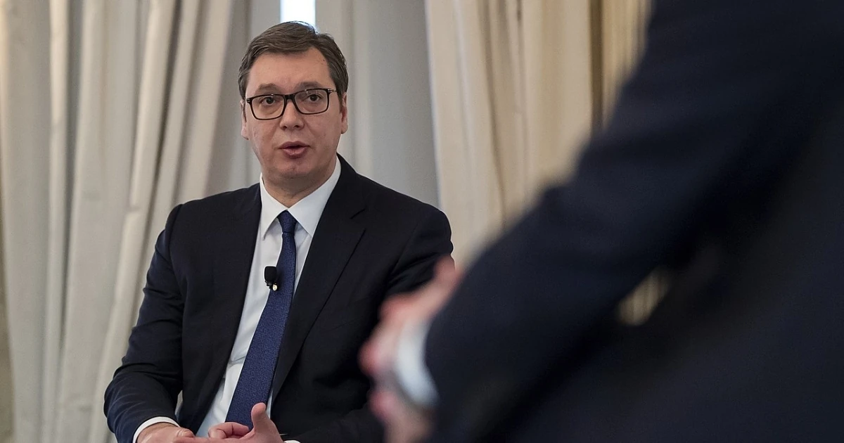 Президент Сербії Александар Вучич під час звернення щодо розпуску Народної скупщини.