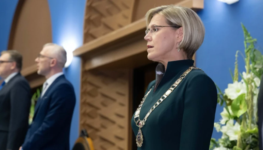 Почесний загін Охоронного батальйону біля будівлі Рійгікогу під час інавгурації Мадізе